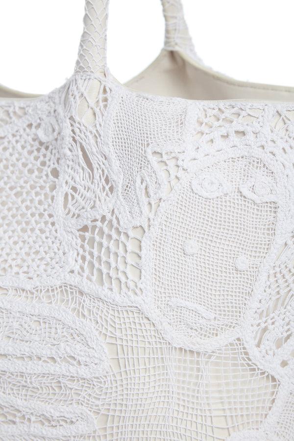 Gabriela Hearst Mcewan Tote Bag In Ivory Leather With Cotton Macrame