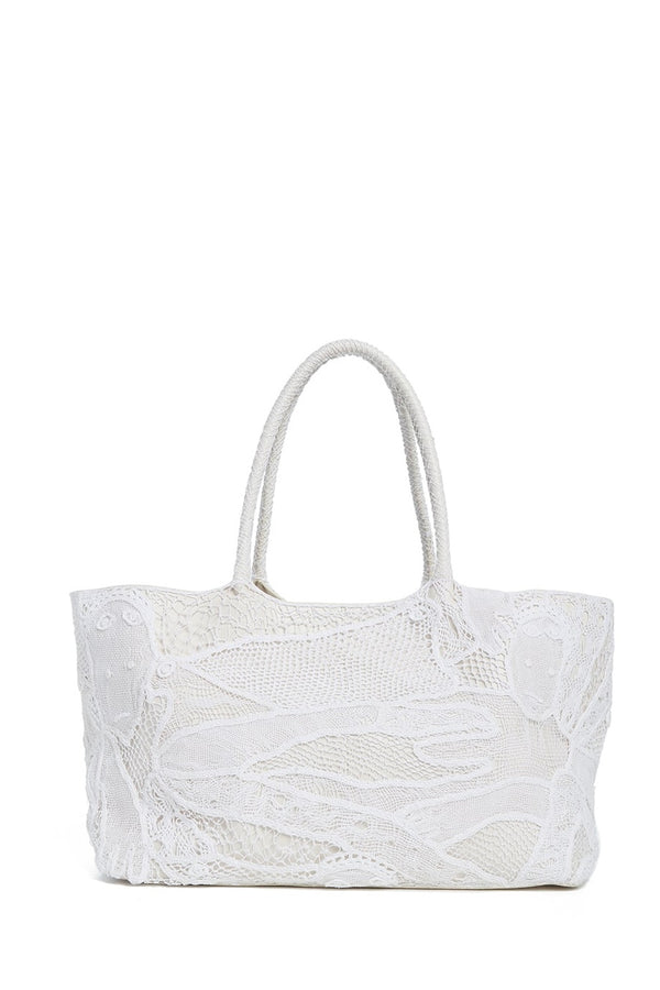 gabriela hearst Mcewan Tote Bag in Ivory Leather with Cotton Macrame