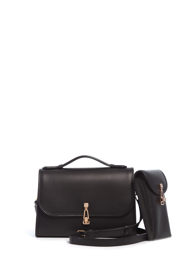 Gabriela Hearst Medium Leonora Flap Bag In Black Leather