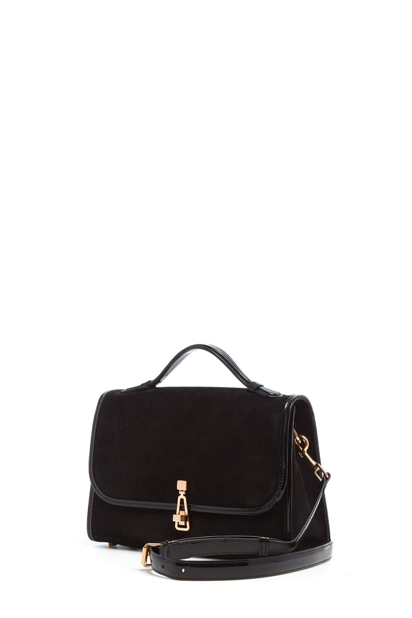 Gabriela Hearst Medium Leonora Flap Bag In Black Suede