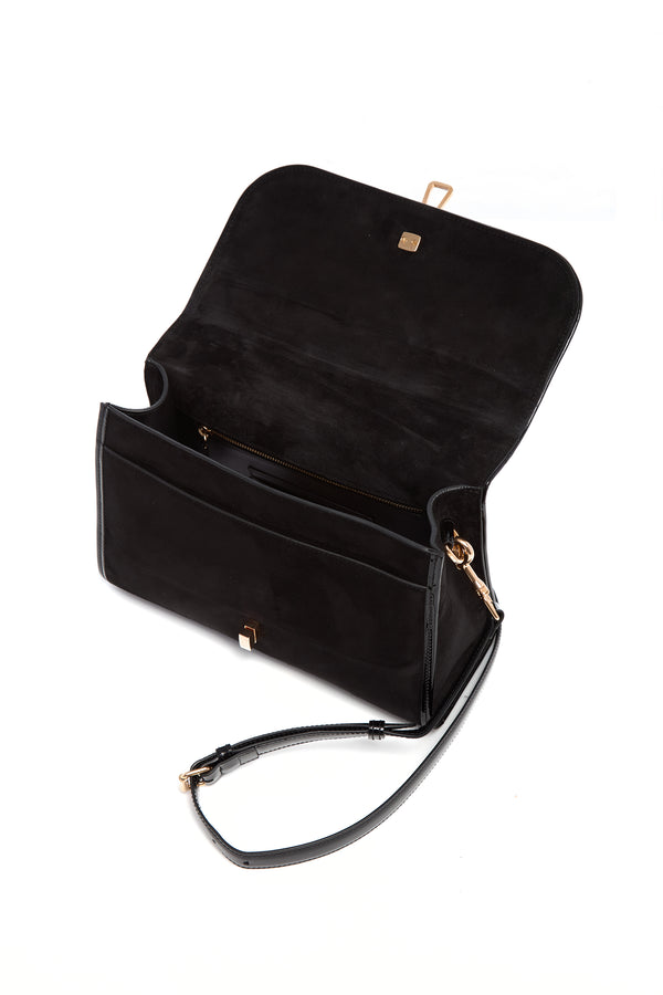 Gabriela Hearst Medium Leonora Flap Bag In Black Suede
