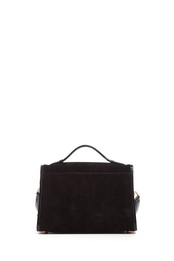 Gabriela Hearst Medium Leonora Flap Bag In Black Suede