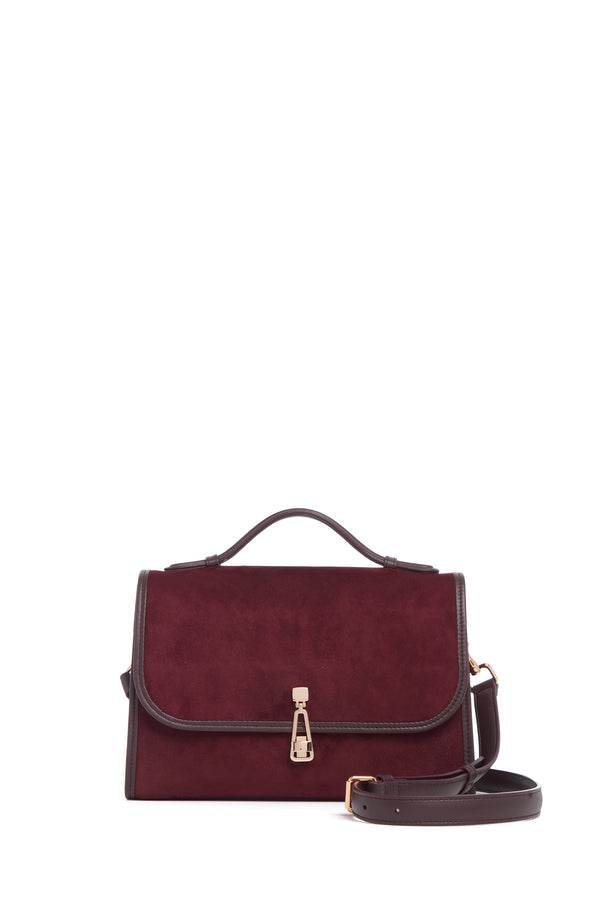 gabriela hearst Medium Leonora Flap Bag in Bordeaux Suede
