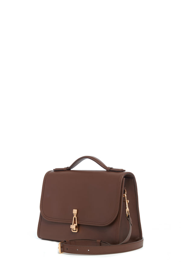 Gabriela Hearst Medium Leonora Flap Bag In Chocolate Leather