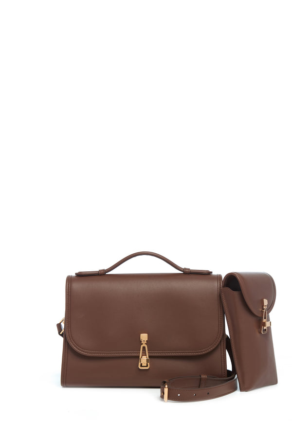 Gabriela Hearst Medium Leonora Flap Bag In Chocolate Leather