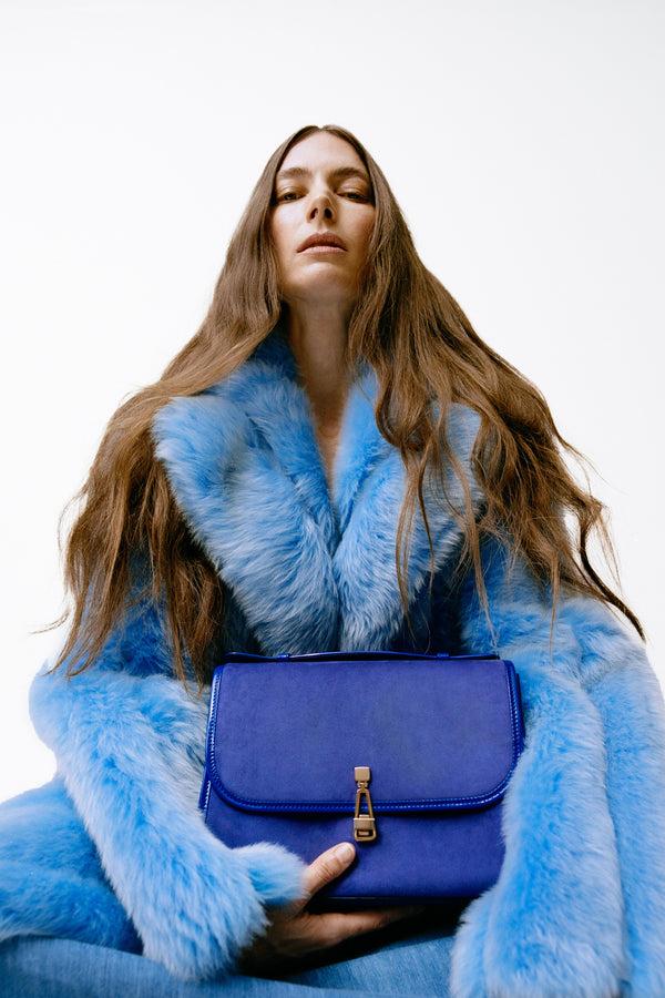 Gabriela Hearst Medium Leonora Flap Bag In Cobalt Suede