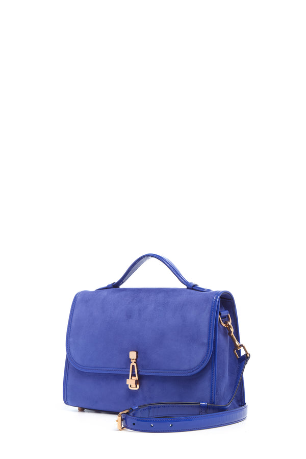 Gabriela Hearst Medium Leonora Flap Bag In Cobalt Suede