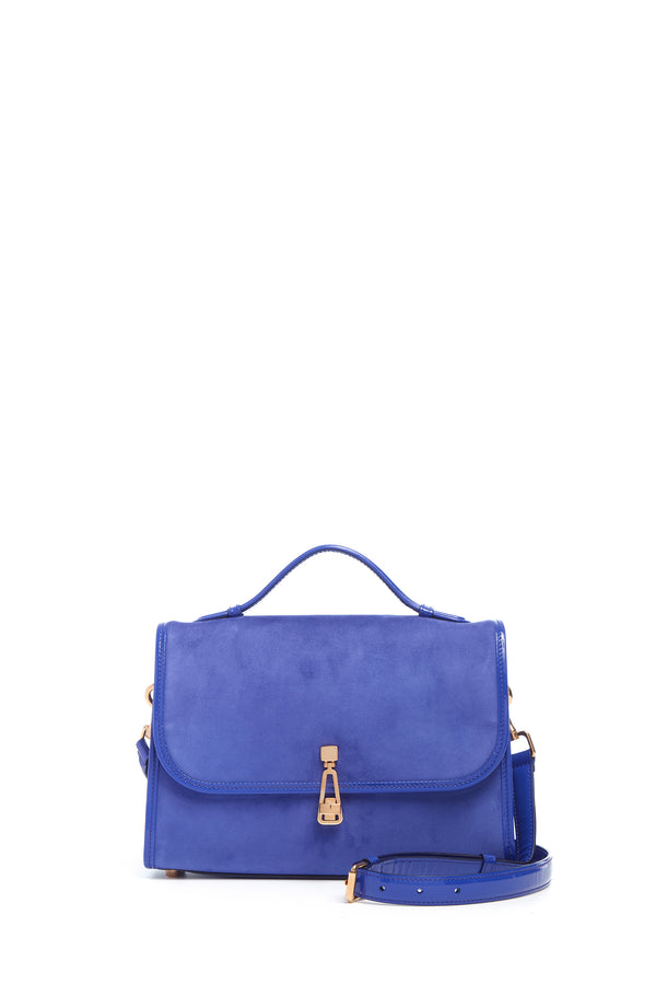 gabriela hearst Medium Leonora Flap Bag in Cobalt Suede