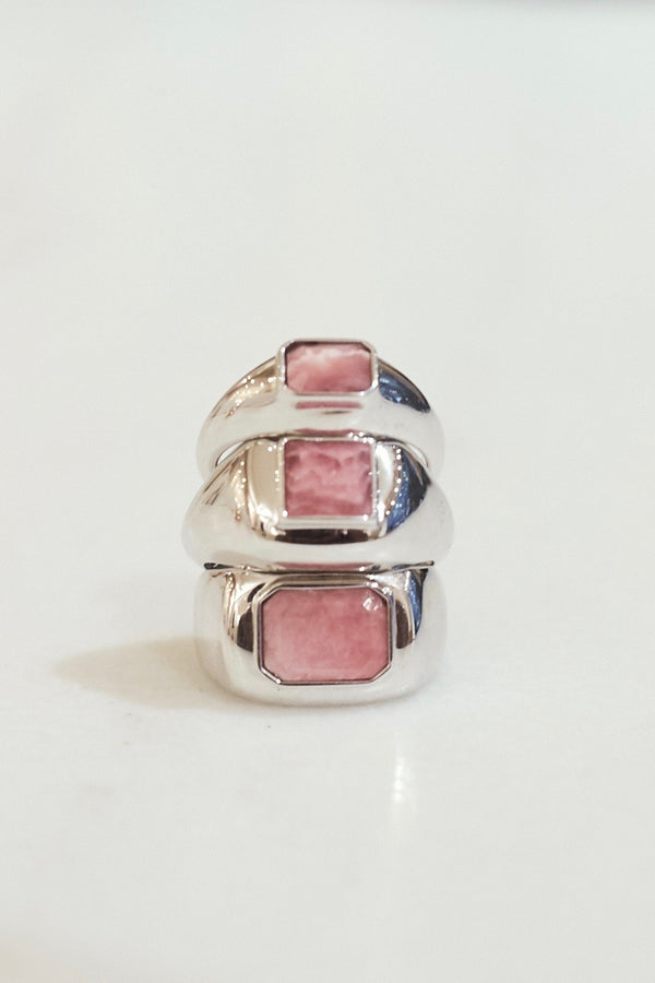 Gabriela Hearst Medium Ring In 18K White Gold & Pink Marble Stone