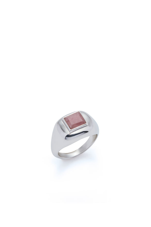 Gabriela Hearst Medium Ring In 18K White Gold & Pink Marble Stone