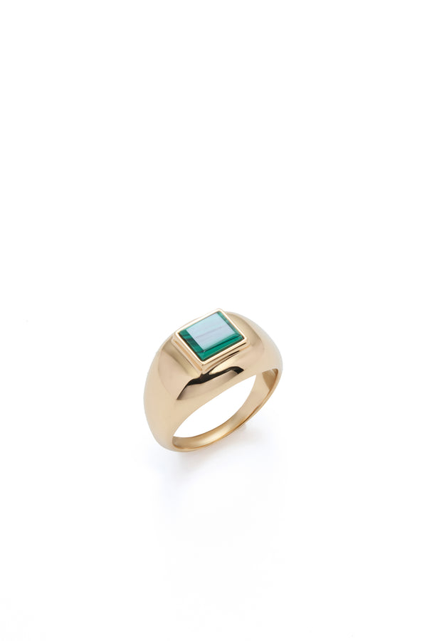 Gabriela Hearst Medium Ring In 18K Yellow Gold & Malachite Stone