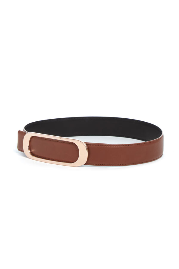 Gabriela Hearst Medium Timon Reversible Belt In Cognac & Black Leather