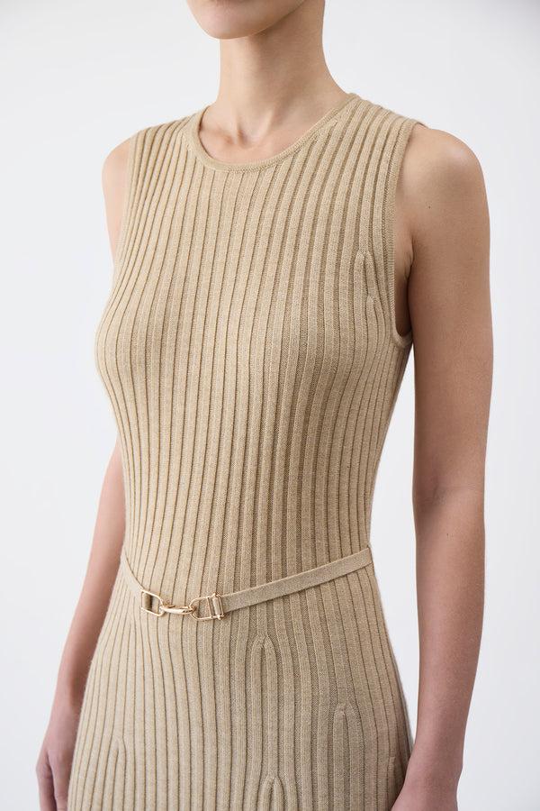 Gabriela Hearst Meier Knit Dress In Hay Merino Wool Cashmere