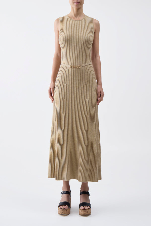 Gabriela Hearst Meier Knit Dress In Hay Merino Wool Cashmere
