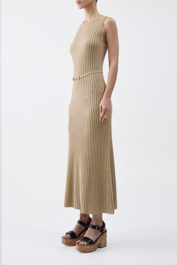 Gabriela Hearst Meier Knit Dress In Hay Merino Wool Cashmere