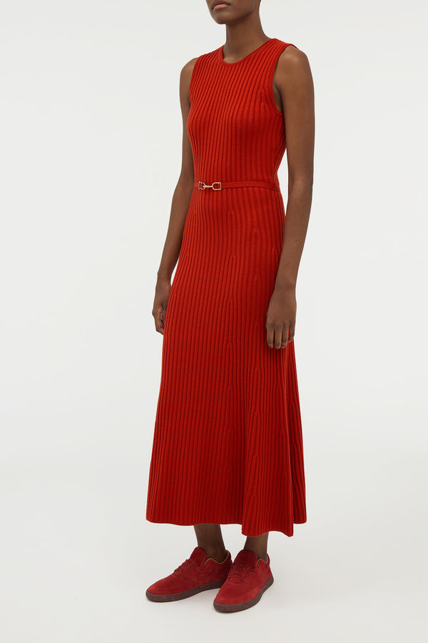 Gabriela Hearst Meier Knit Midi Dress In Antelope Orange Merino Wool Cashmere
