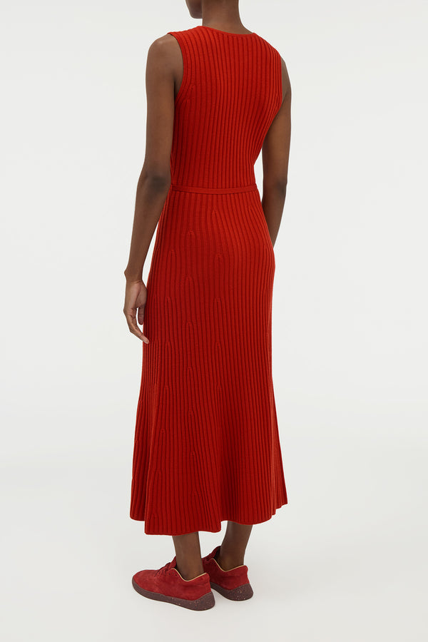 Gabriela Hearst Meier Knit Midi Dress In Antelope Orange Merino Wool Cashmere