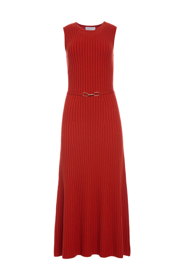 gabriela hearst Meier Knit Midi Dress in Antelope Orange Merino Wool Cashmere