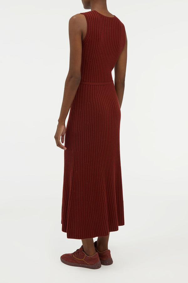 Gabriela Hearst Meier Knit Midi Dress In Burnt Sienna Merino Wool Cashmere