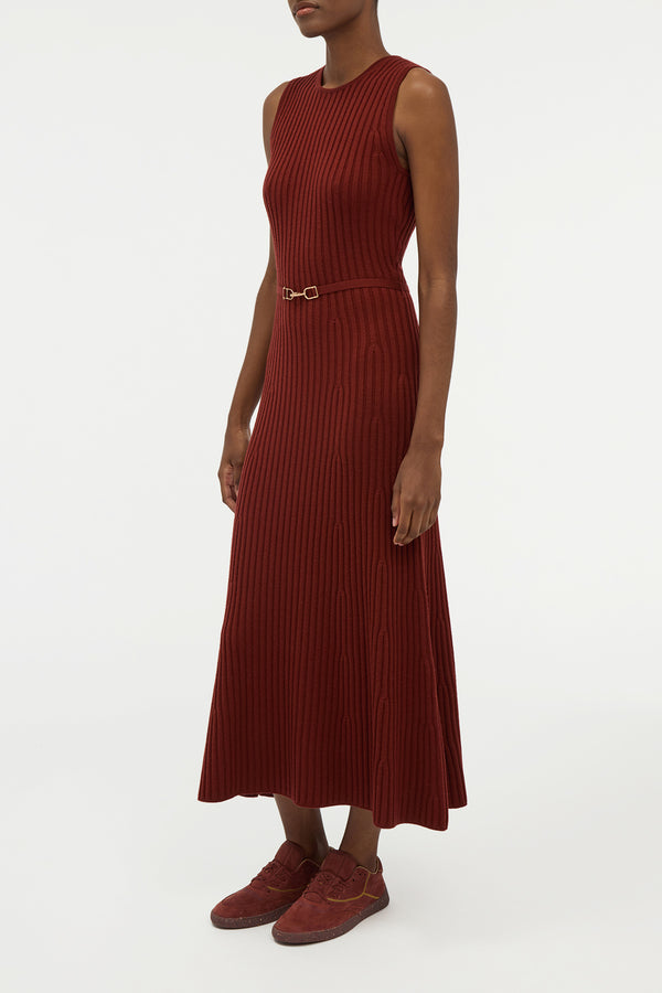 Gabriela Hearst Meier Knit Midi Dress In Burnt Sienna Merino Wool Cashmere