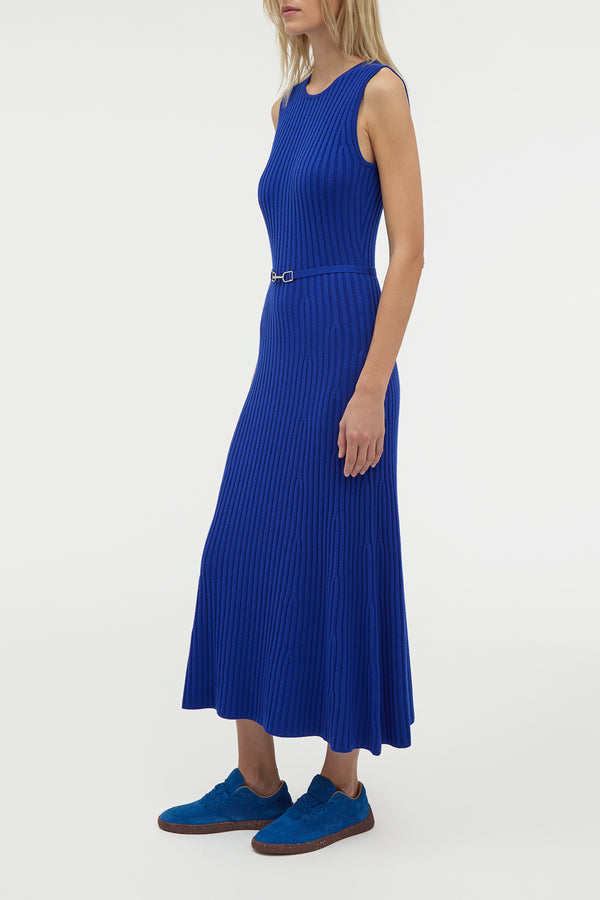 Gabriela Hearst Meier Knit Midi Dress In Cobalt Merino Wool Cashmere