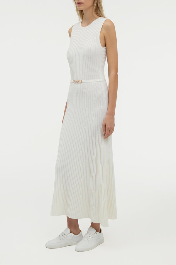 Gabriela Hearst Meier Knit Midi Dress In Ivory Merino Wool Cashmere