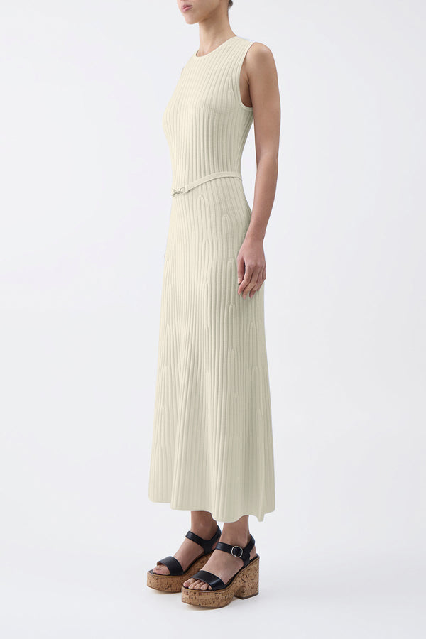 Gabriela Hearst Meier Knit Midi Dress In Ivory Merino Wool Cashmere
