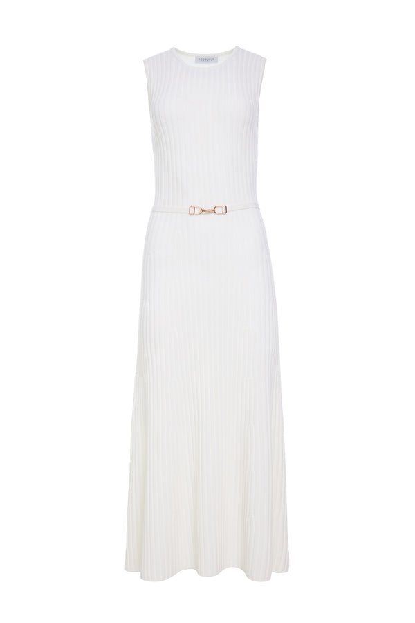 gabriela hearst Meier Knit Midi Dress in Ivory Merino Wool Cashmere