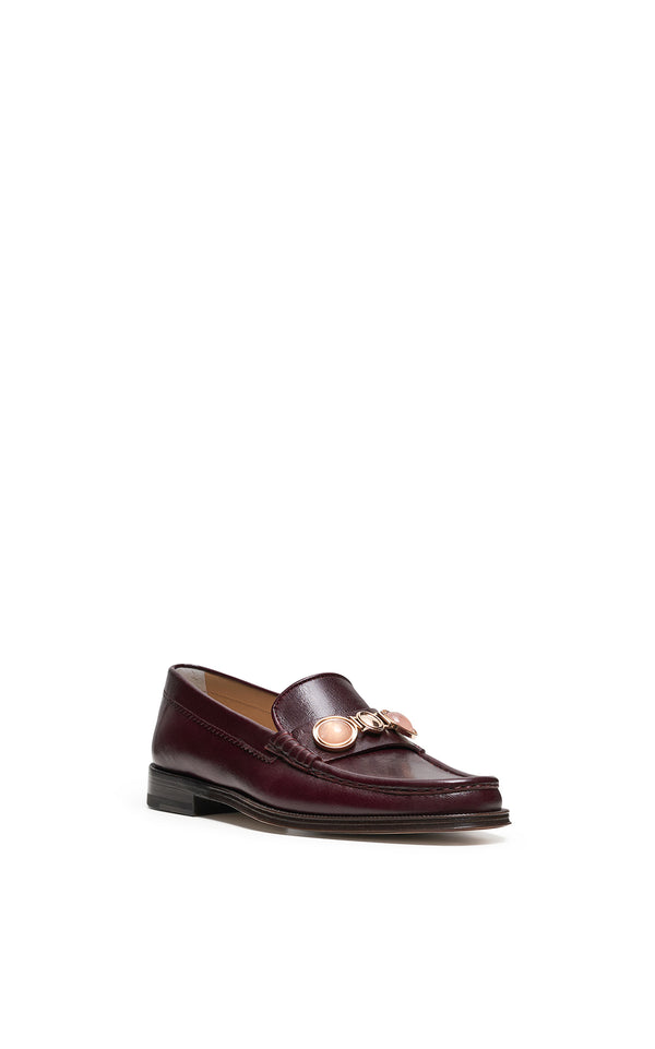 Gabriela Hearst Melchora Stone Loafer In Bordeaux Leather