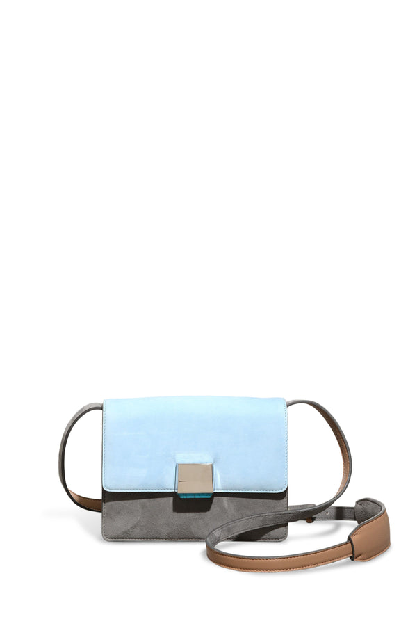 gabriela hearst Mercedes Flap Bag in Grey Light Blue & Nude Suede and Nappa Leather