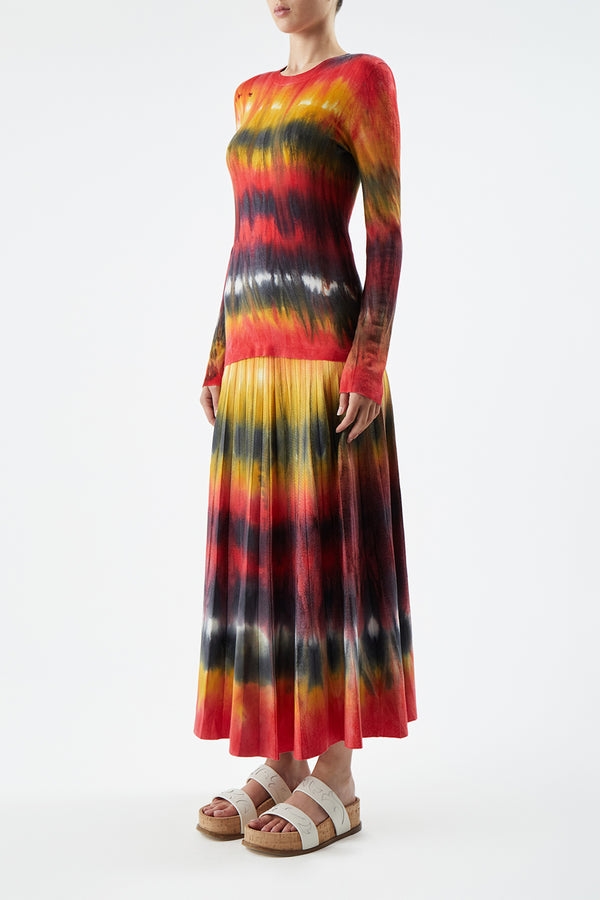 Gabriela Hearst Miller Knit Sweater In Fire Tie Dye Cashmere