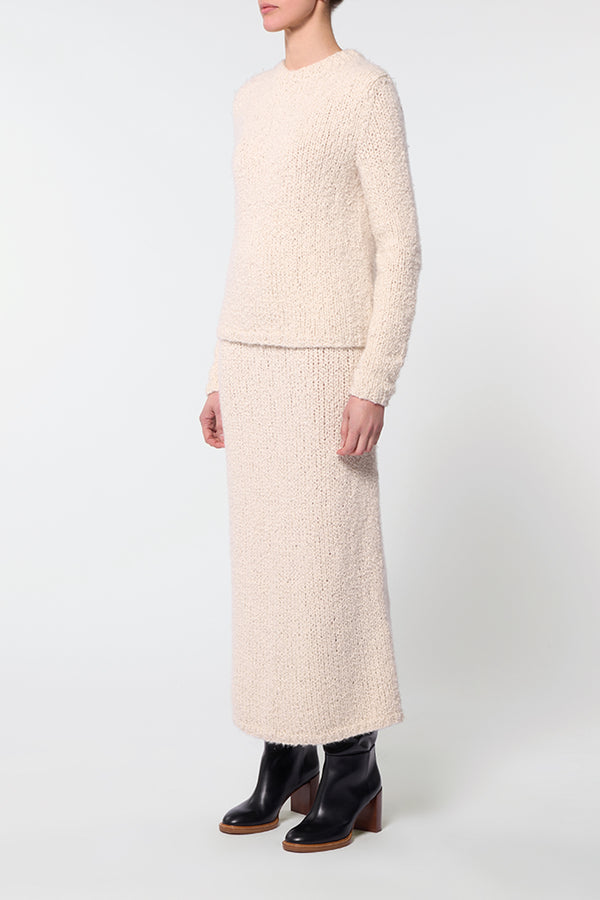 Gabriela Hearst Milne Knit Maxi Skirt In Ivory Cashmere Boucle