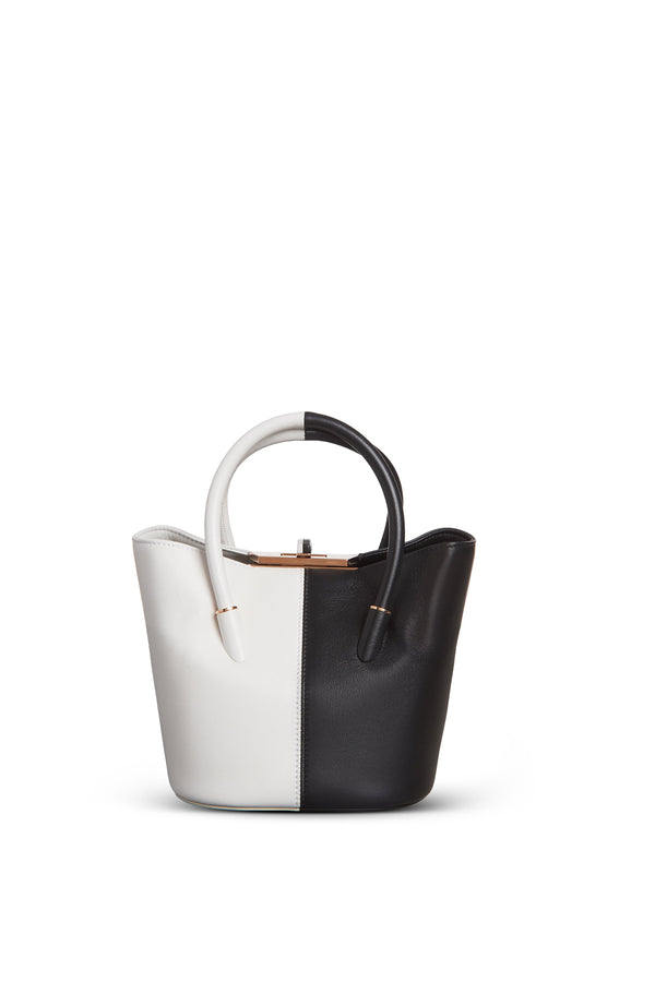 Gabriela Hearst Mini Baez Bag In Black & Ivory Nappa Leather