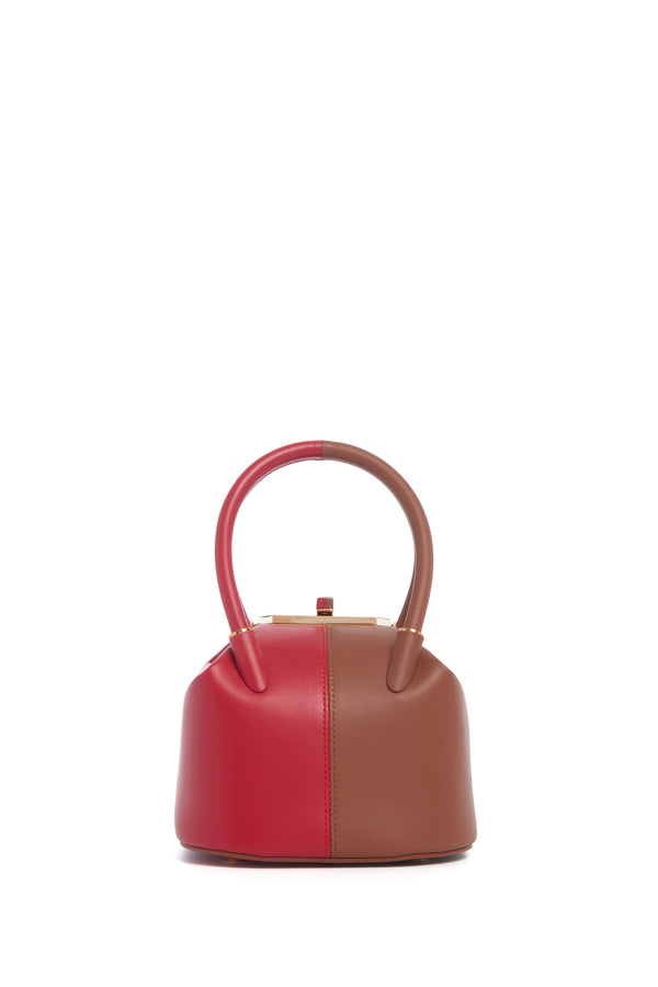 Gabriela Hearst Mini Baez Bag In Cognac & Red Nappa Leather