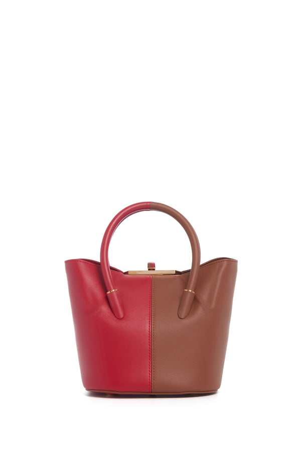 Gabriela Hearst Mini Baez Bag In Cognac & Red Nappa Leather