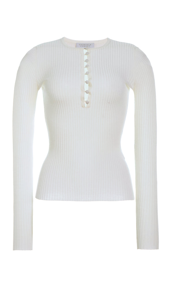 gabriela hearst Mirta Knit Sweater in Ivory Merino Wool