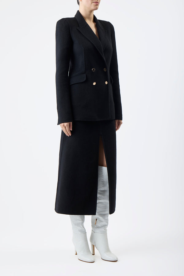 Gabriela Hearst Morelos Midi Skirt In Black Double-Face Recycled Cashmere