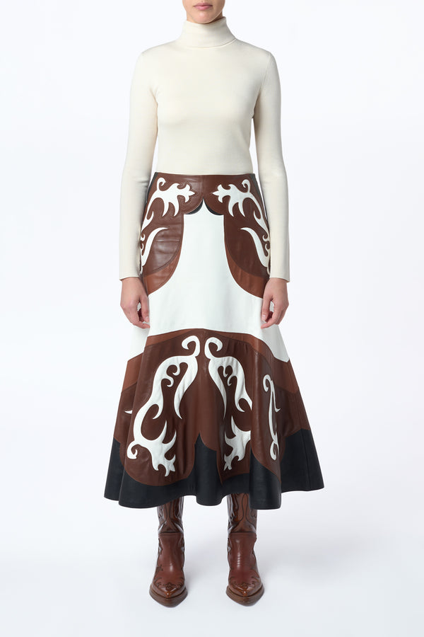Gabriela Hearst Morton Western Midi Skirt In Multi Nappa Leather