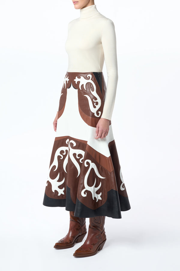 Gabriela Hearst Morton Western Midi Skirt In Multi Nappa Leather