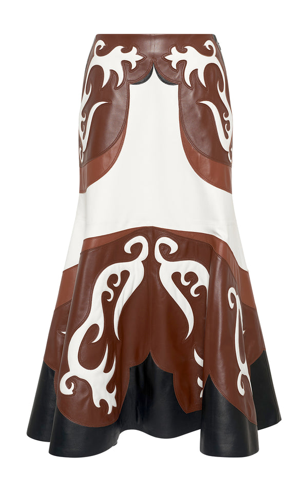 gabriela hearst Morton Western Midi Skirt in Multi Nappa Leather