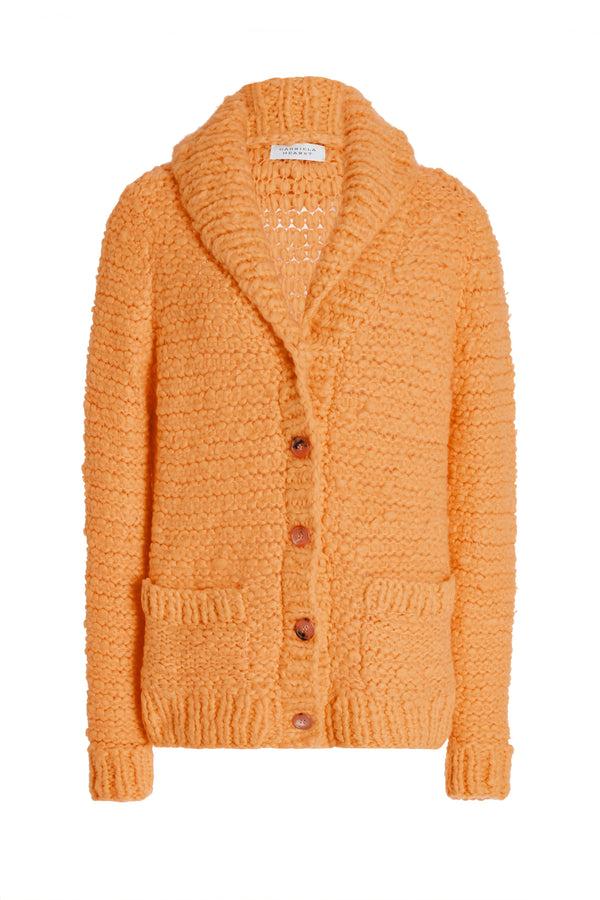Gabriela Hearst Moses Knit Cardigan In Fluorescent Orange Welfat Cashmere