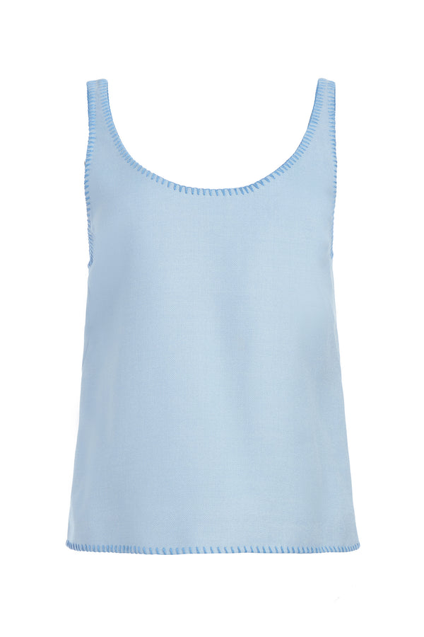 gabriela hearst Muriel Tank Top in Stone Blue Silk Virgin Wool