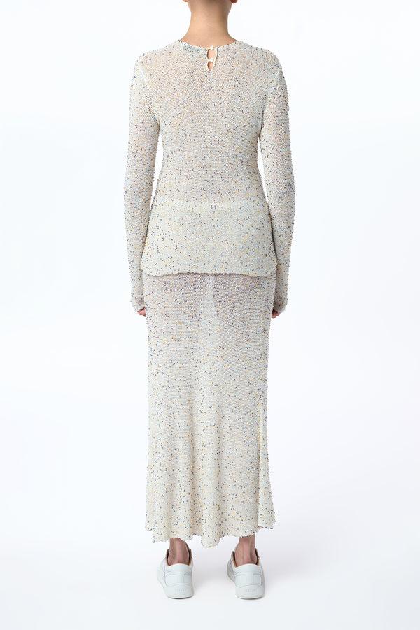 Gabriela Hearst Nello Knit Sweater In Ivory Multi Beaded Cashmere