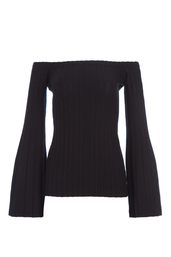 gabriela hearst Nelson Knit Sweater in Black Merino Wool Cashmere