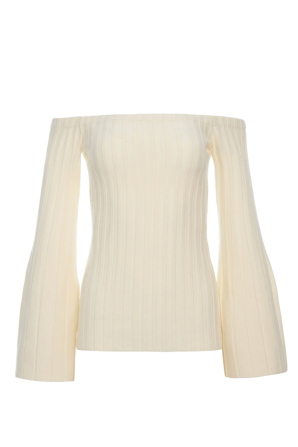 gabriela hearst Nelson Knit Sweater in Ivory Merino Wool Cashmere