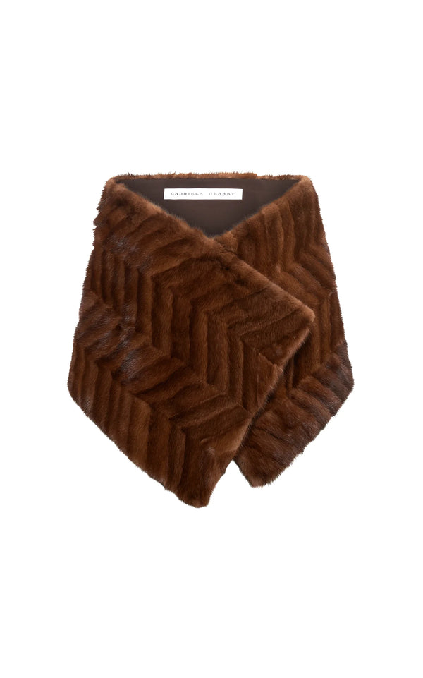 Gabriela Hearst Nerina Scarf In Mahogany Recycled Mink Fur