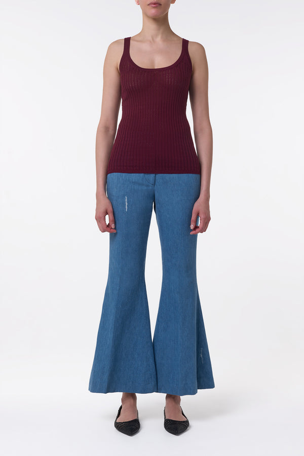 Gabriela Hearst Nevin Pointelle Knit Tank Top In Bordeaux Cashmere Silk