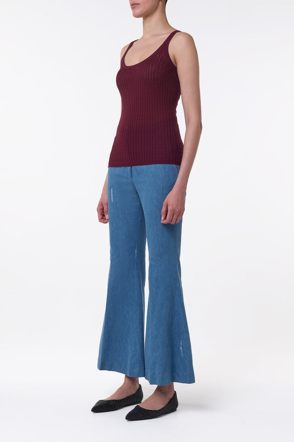 Gabriela Hearst Nevin Pointelle Knit Tank Top In Bordeaux Cashmere Silk