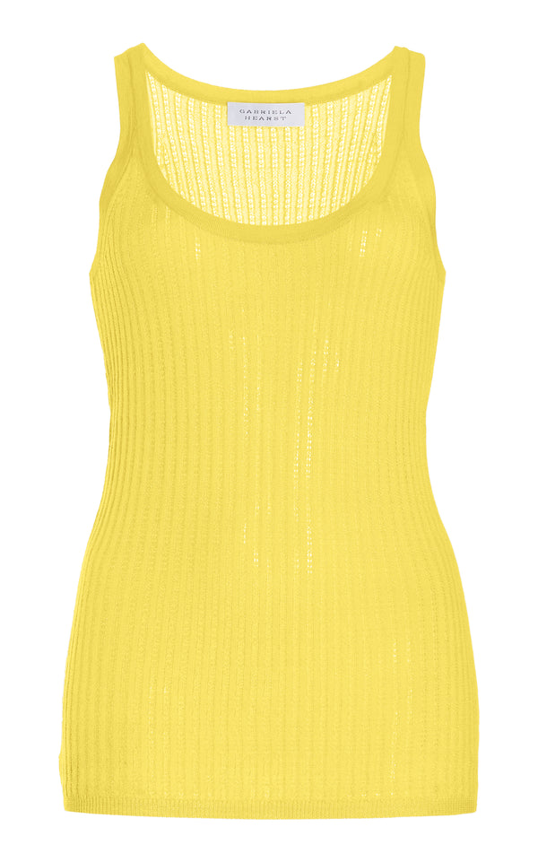 gabriela hearst Nevin Pointelle Knit Tank Top in Goldenrod Cashmere Silk