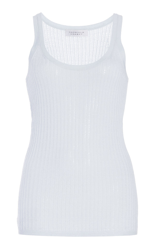 gabriela hearst Nevin Pointelle Knit Tank Top in Light Blue Cashmere Silk